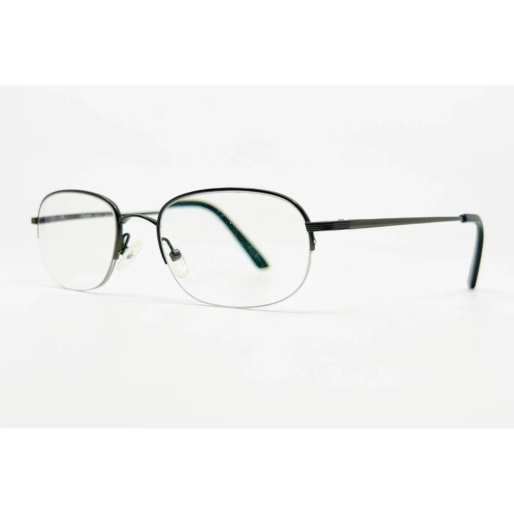 Tura Eyeglass Frames Mens Black Semi Rimless Metal Oval 48-20-140